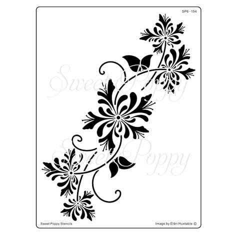 Sweet Poppy Stencil Floral Crescent Moon Sp6 150 Sweet Poppy Stencils Webshopmargo