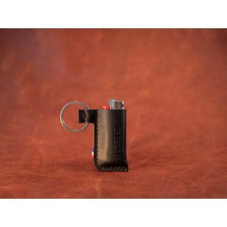 Etui Briquet Noir En Cuir Tannage V G Tal Cousu Main En France