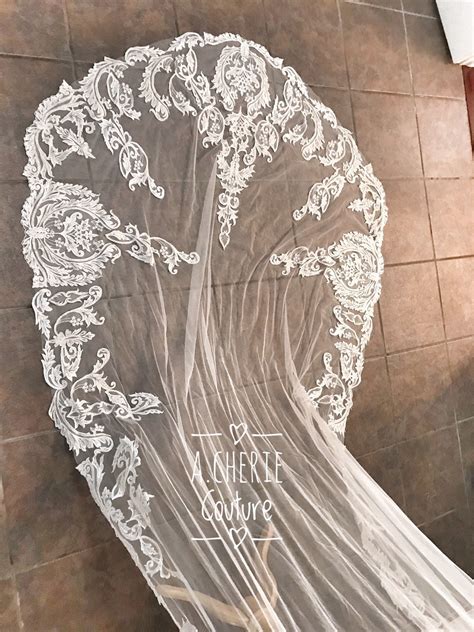 Cathedral Length Wide Lace Trimmed Veil Custom Veils Lace Etsy