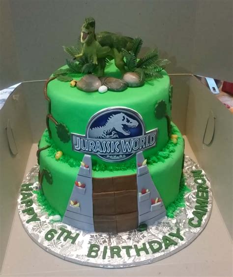 2 Tier Jurassic World Themed Birthday Cake 2 Tier Jurassic World Themed Birthday Cake8 Top Tier