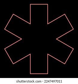 Neon Medical Symbol Emergency Sign Star Stock Vector Royalty Free