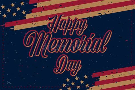 Happy Memorial Day Hand Lettering Greeting Card Stock Vector