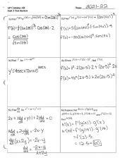 Ap Calculus Ab Unit Test Review Functions And Derivatives Course Hero