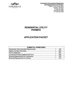 Fillable Online Residential Utility Bpermitsb Application Packet