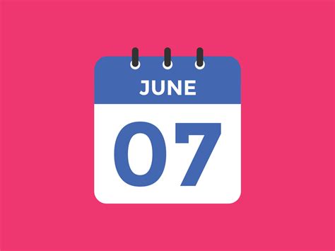 june 7 calendar reminder. 7th june daily calendar icon template ...