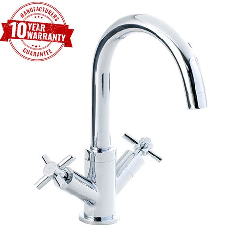 Kitchen Sink Mixer Tap Modern Monobloc Chrome Twin Lever Crosshead