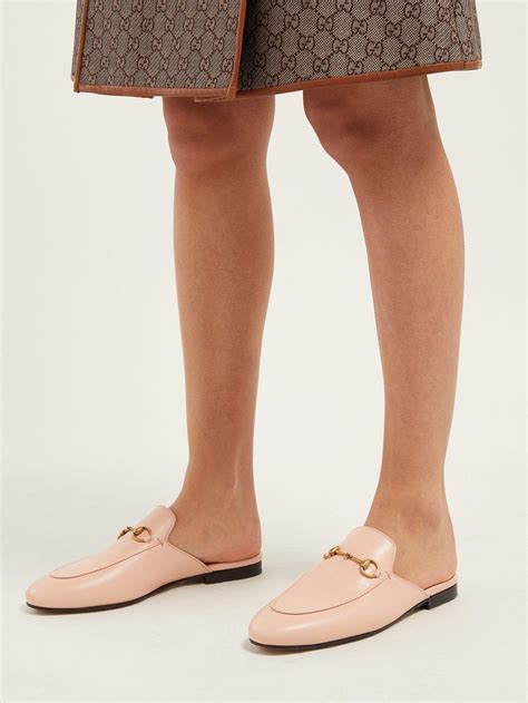 Gucci Leather Princetown Slippers In Pink Lyst