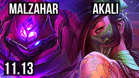 Malzahar Vs Akali Mid M Mastery Games Dominating