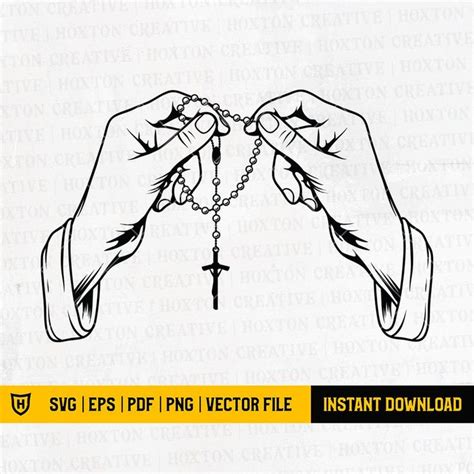 Praying Hands With Rosary Vector