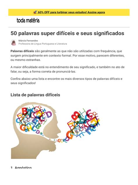 O Que É O Que É Dificeis - Palavras Difíceis e Seus Significados | PDF