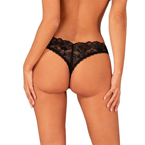 Lingerie Rotique Culotte Fendue En Dentelle Noire