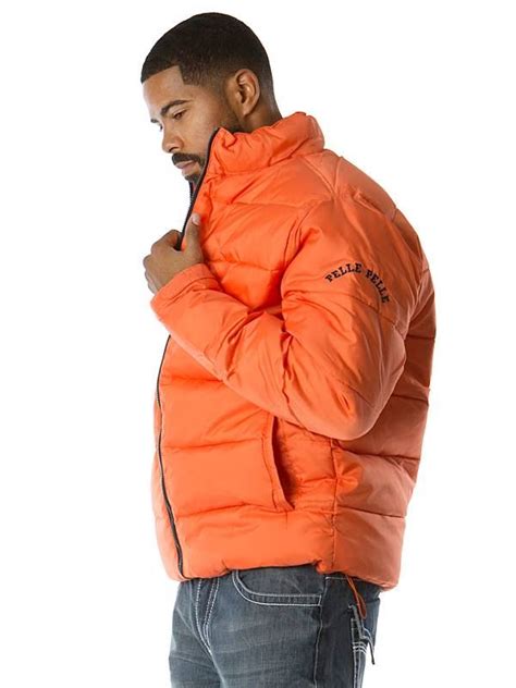 Pelle Pelle Mens Orange Puffer Jacket Pelle Pelle Jackets