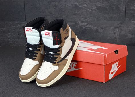 Кроссовки мужские Nike Air Retro Travis Scott коричневые, Найк ДжорДан ...