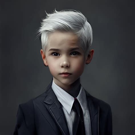 Premium AI Image | A young boy with a white hair is posing for a photo.