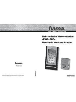 Инструкция для метеостанции Hama EWS-800, 3.21 Мб pdf - ManualsOnline ...