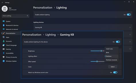 Windows 11 now allows controlling RGB lighting of peripheral devices