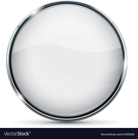 White Glass Button With Chrome Frame Royalty Free Vector