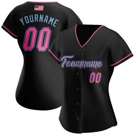 Custom Own Black Pink Light Blue Authentic Baseball Stitched Jersey Free Shipping Diyoj