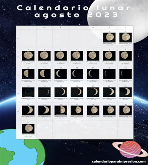 Calendario Lunar Agosto Calendario Para Imprimir Quiz S Feos