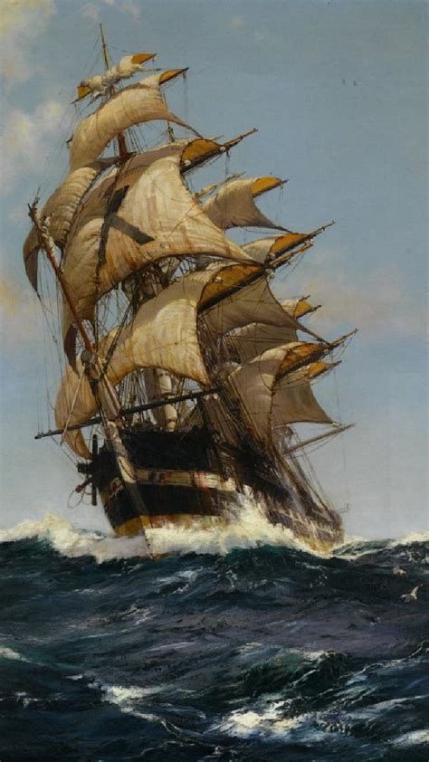 High Seas Ship Sailing Rough Water Open Sea Pirate Vessel Boat