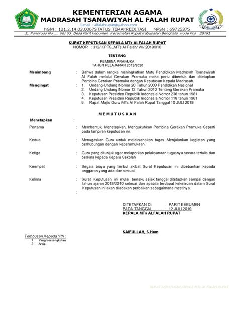 Contoh Sk Pembina Pramuka Pdf