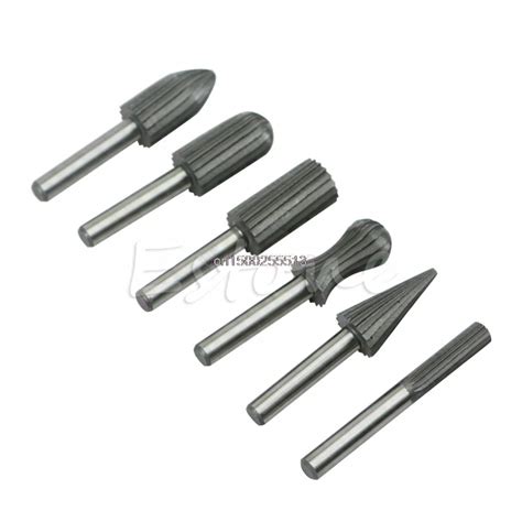 6pcs 6mm 1 4 Rotary Burr Set HSS Rotary Files For Metal Plastic Wood