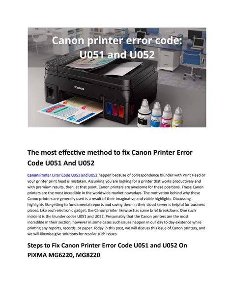 How To Fix Canon Printer Error Code U051 And U052 By Aneesh Onsitedesk