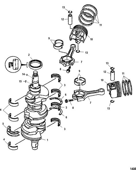 Mercury Marine 225 HP EFI 4 Stroke Crankshaft Pistons Connecting