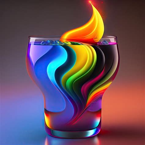 Premium Ai Image Flaming Rainbow Cocktail Closeup Party Club Entertainment 3d Illustration