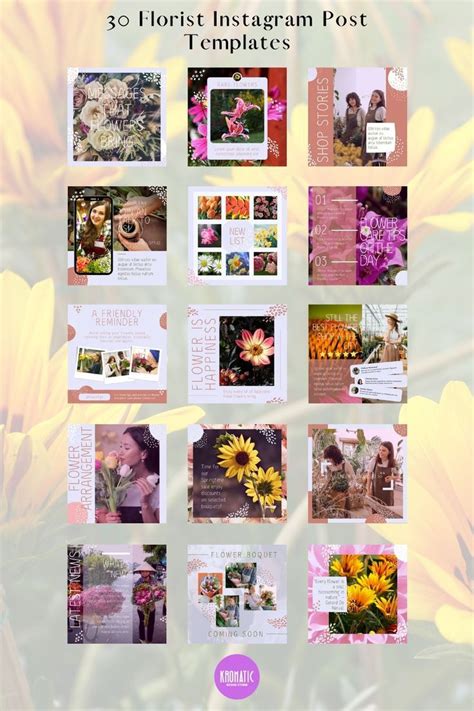 These IG post templates are perfect for florists, flower lovers, flower ...