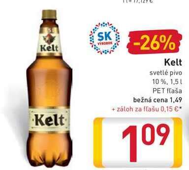 ARCHIV Kelt svetlé pivo 10 1 5 l v akcii platné do 26 4 2022