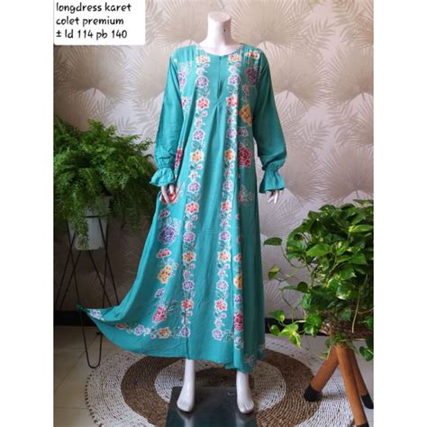 Jual Nuzula Longdress Karet Batik Colet Rayon Premium Ld Pb