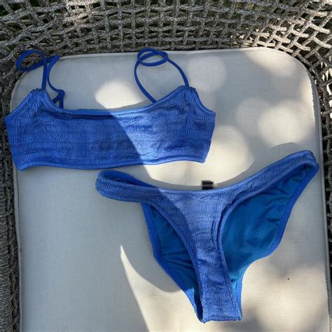 Blue Ribbed Triangl Bikini Bikini Triangl Summer Depop