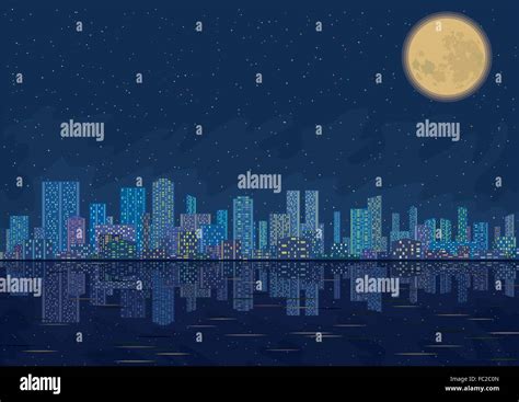 Night city landscape Stock Vector Image & Art - Alamy