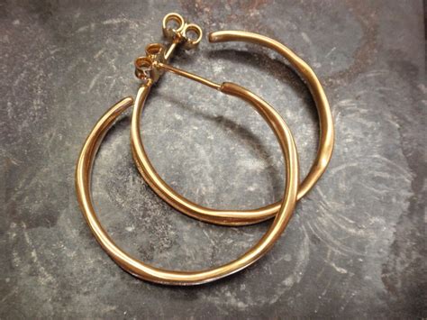 Gold Hoop Earrings 24k Gold Plated Sterling Silver Hoop Etsy