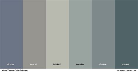 matte theme color scheme palettes schemecolorcom