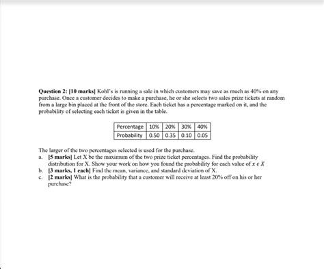 Solved Question 2 10 Marks Kohl S Is Running A Sale In Chegg