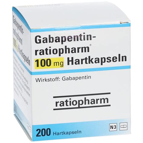 Gabapentin Ratiopharm 100 Mg Hartkapseln 200 St Mit Dem E Rezept