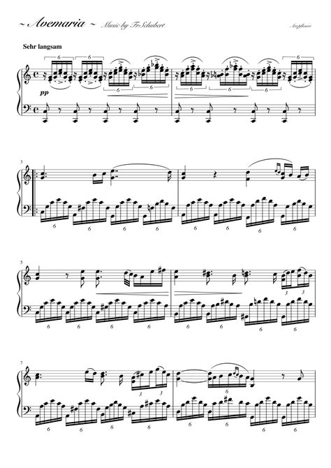 Ave Maria Cdur Arr Pfkaori By Schubert Sheet Music For Piano