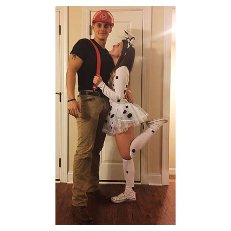 Fire Fighter & Dalmatian couples Halloween costume idea | Cute couple