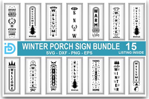 Winter Porch Sign Svg Bundle Graphic By Buysvgbundles · Creative Fabrica