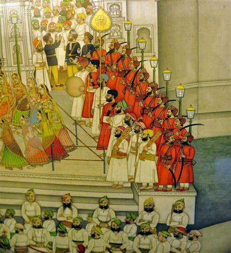 Miniature Painting Of Maharana Fateh Singhji Celebrating Gangaur