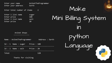 Billing System In Python Language Python Language Youtube