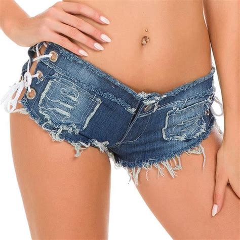 Vêtements lingerie Short en denim sexy pour femmes taille basse fourreau court trou féminin