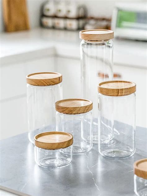 Acacia Wood Food Storage Borosilicate Glass Jar High Quality Home Use Acacia Lid Glass Food Jar