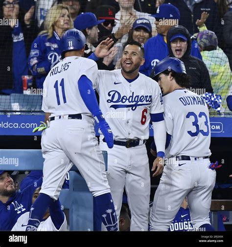 Los Angeles United States 30th Mar 2023 Los Angeles Dodgers David Peralta 6 Celebrates