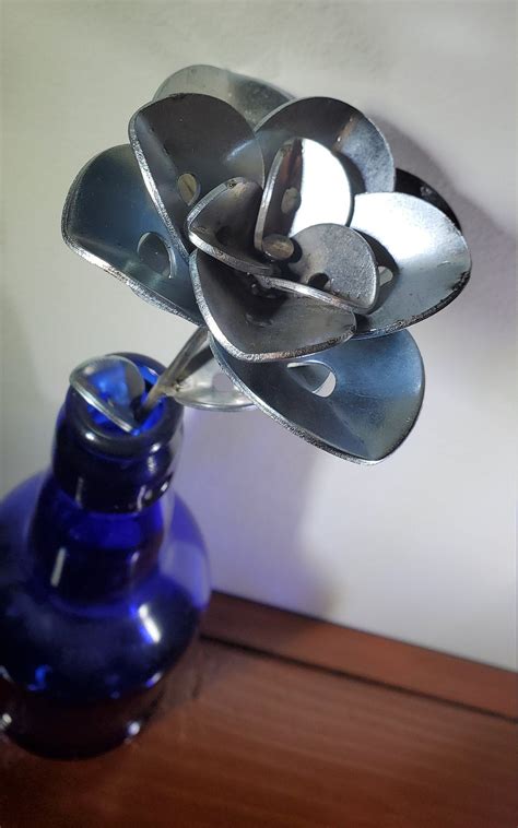 Metal Flower Art Welded Upcycled Rose Etsy