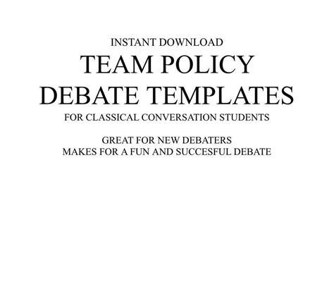 Digital Team Policy Debate Templates For Classical Conversations