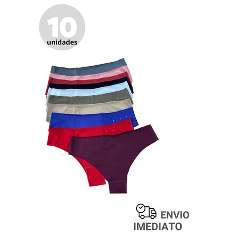 Kit 10 Calcinhas Tanga Sem Costura Cortada A Laser Basica Lingerie Shopee Brasil
