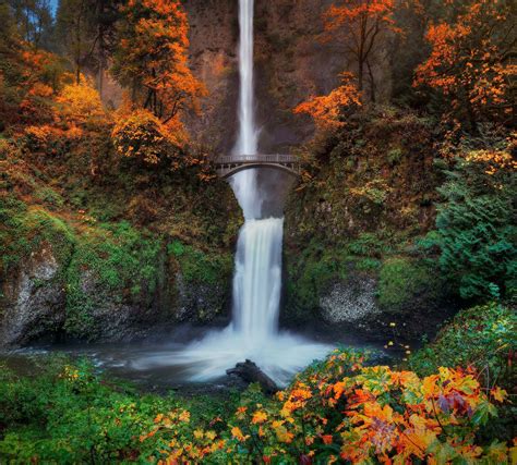 Multnomah Falls and Benson Bridge in Oregon | Waterfall, Multnomah